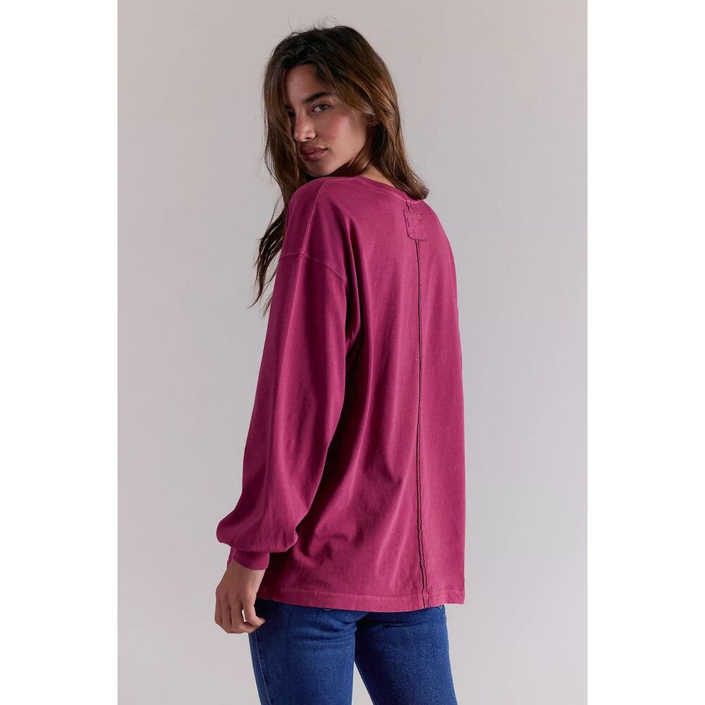 Free people We The Free Perfect Oversized long sleeve Tee roses S NEW - Picture 3 of 8